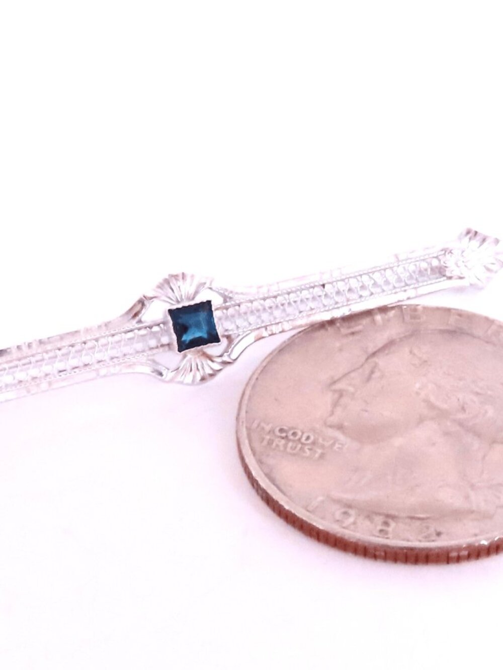 Renaissance Revival Vintage Sapphire pin 10kt 12535* - Picture 5 of 5